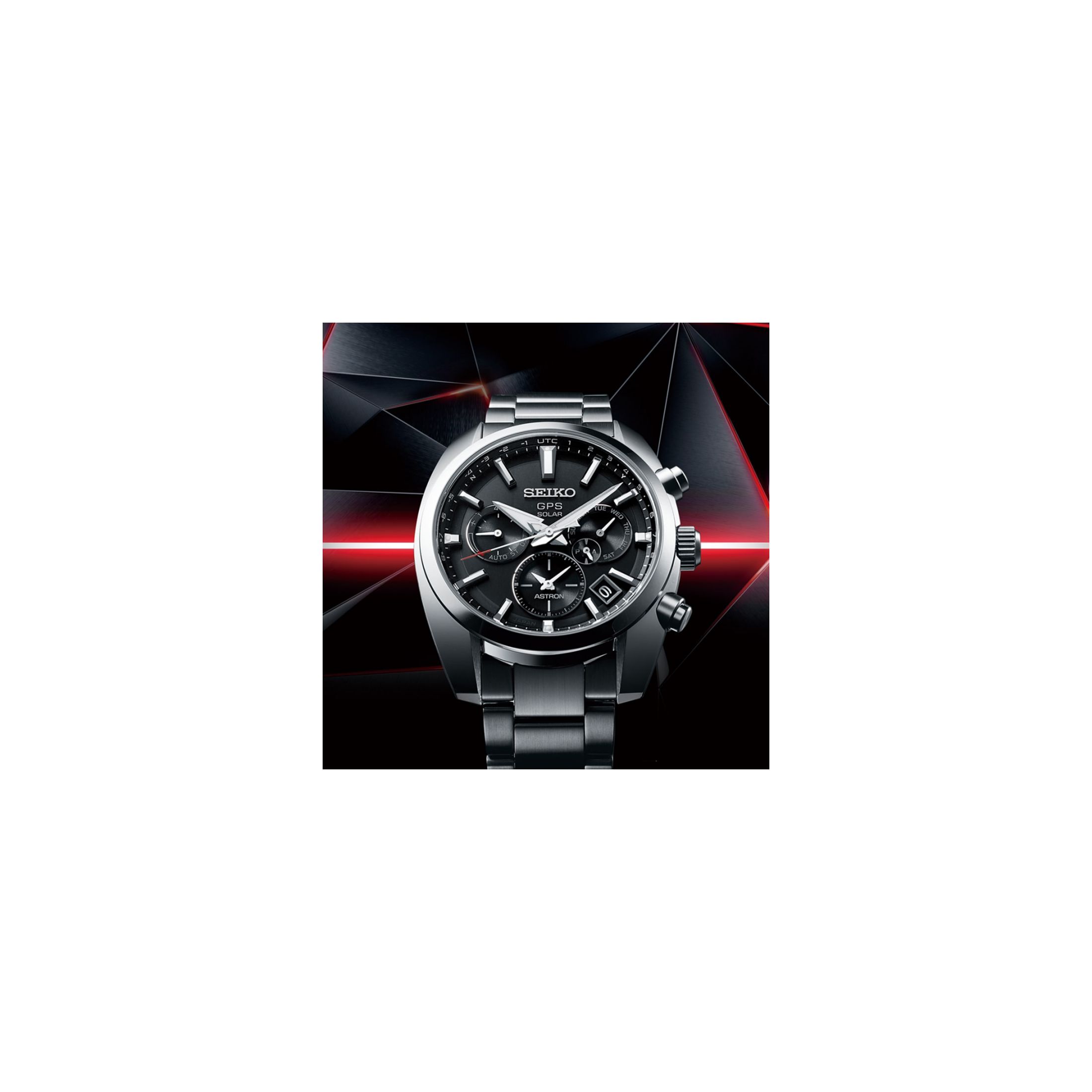 Montre Seiko Astron quartz GPS solaire 5X cadran noir bracelet acier 42 7 mm