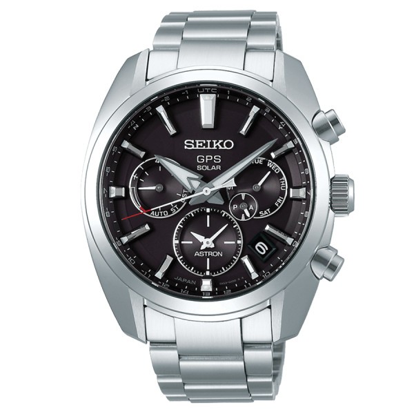 Montre Seiko Astron quartz GPS solaire 5X cadran noir bracelet acier 42,7 mm