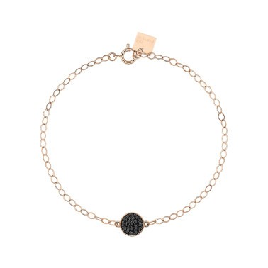 Bracelet Ginette NY Mini Ever Disc en or rose et diamants noirs - Soldat_PL