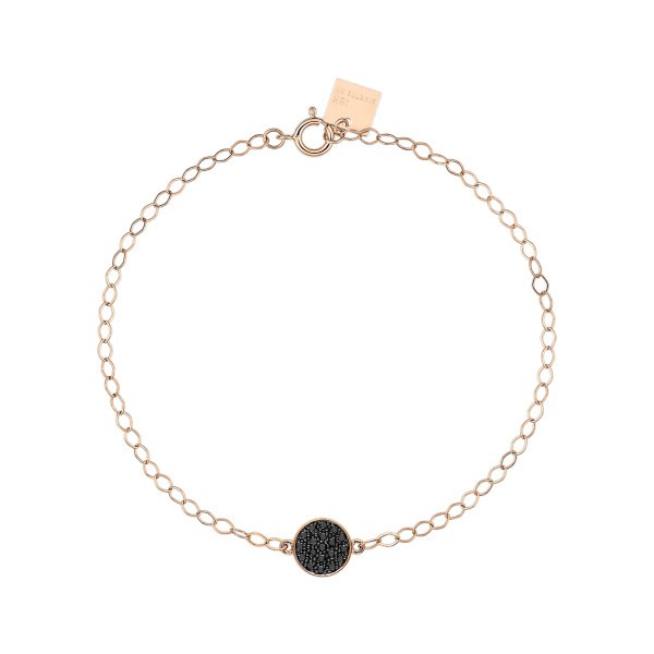 Bracelet Ginette NY Mini Ever Disc en or rose et diamants noirs - Soldat_PL