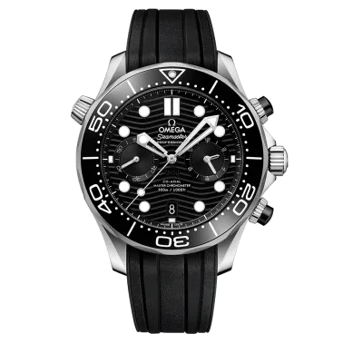 Montre Omega Seamaster Diver 300m Co-Axial Master Chronometer Chronograph cadran noir bracelet caoutchouc noir 44 mm