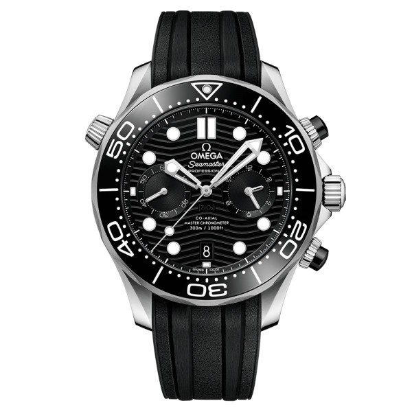 Montre Omega Seamaster Diver 300m Co-Axial Master Chronometer Chronograph cadran noir bracelet caoutchouc noir 44 mm