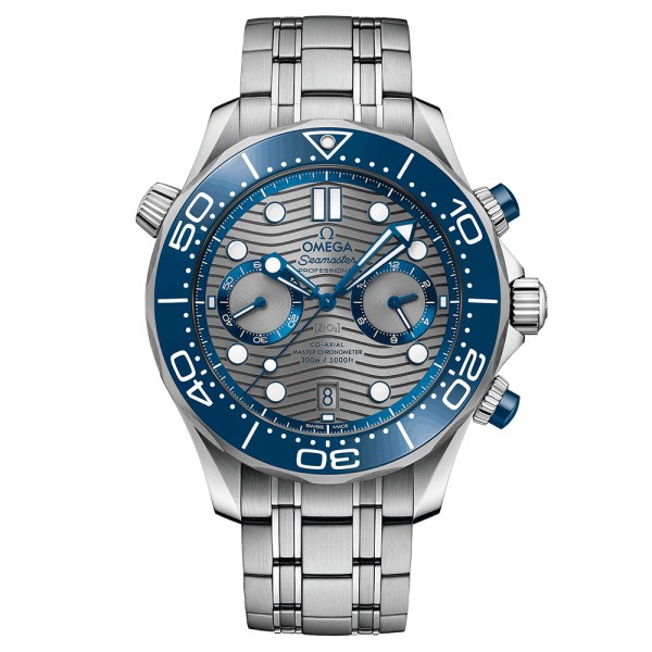 Montre Omega Seamaster Diver 300m Co-Axial Master Chronometer Chronograph cadran gris bracelet acier 44 mm