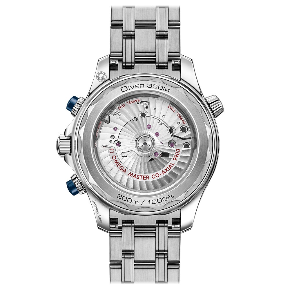 Montre Omega Seamaster Diver 300m Co-Axial Master Chronometer Chronograph cadran bleu bracelet acier 44 mm