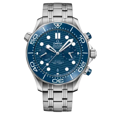 Montre Omega Seamaster Diver 300m Co-Axial Master Chronometer Chronograph cadran bleu bracelet acier 44 mm