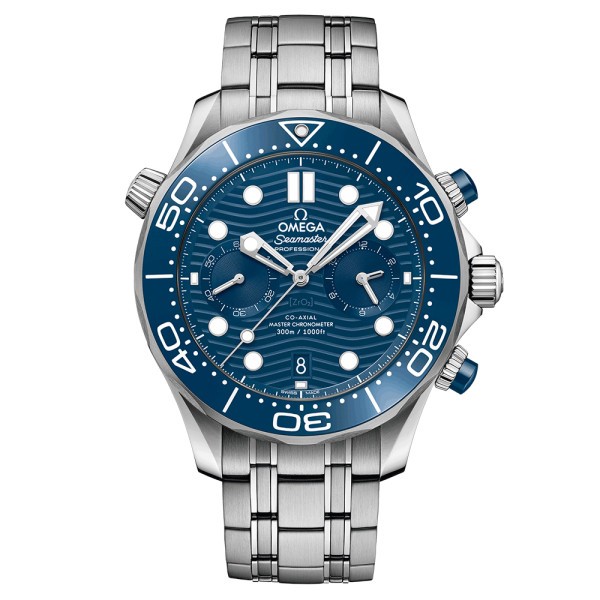 Montre Omega Seamaster Diver 300m Co-Axial Master Chronometer Chronograph cadran bleu bracelet acier 44 mm