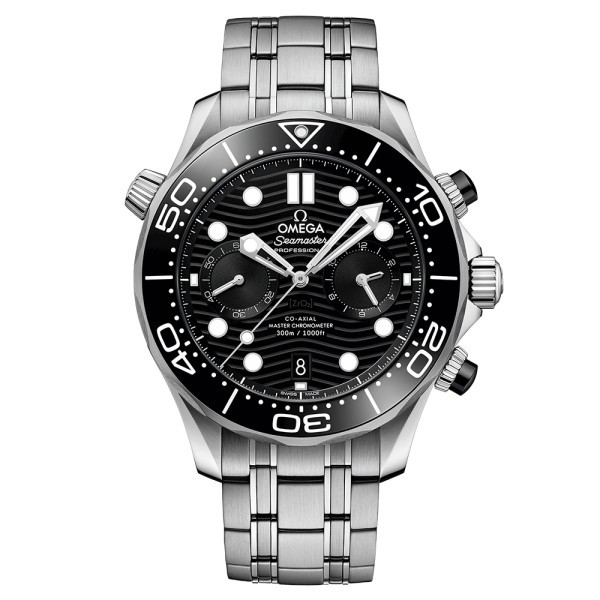 Montre Omega Seamaster Diver 300m Co-Axial Master Chronometer Chronograph cadran noir bracelet acier 44 mm