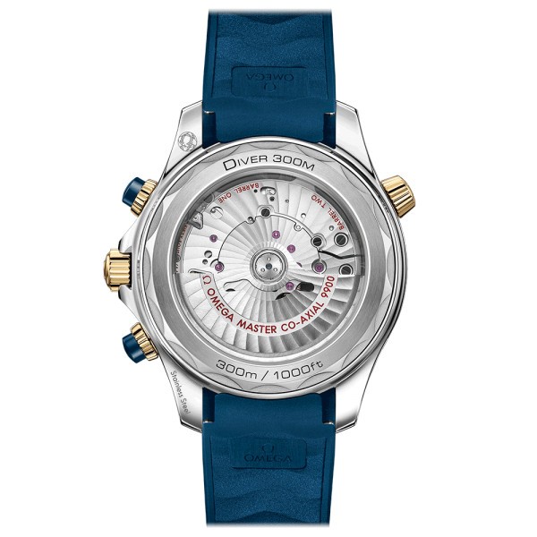 Montre Omega Seamaster Diver 300m Co-Axial Master Chronometer Chronograph cadran bleu bracelet caoutchouc bleu 44 mm