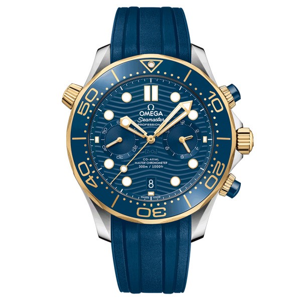 Montre Omega Seamaster Diver 300m Co-Axial Master Chronometer Chronograph cadran bleu bracelet caoutchouc bleu 44 mm