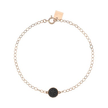 Bracelet Ginette NY Mini Ever Disc en or rose et diamants noirs - Soldat