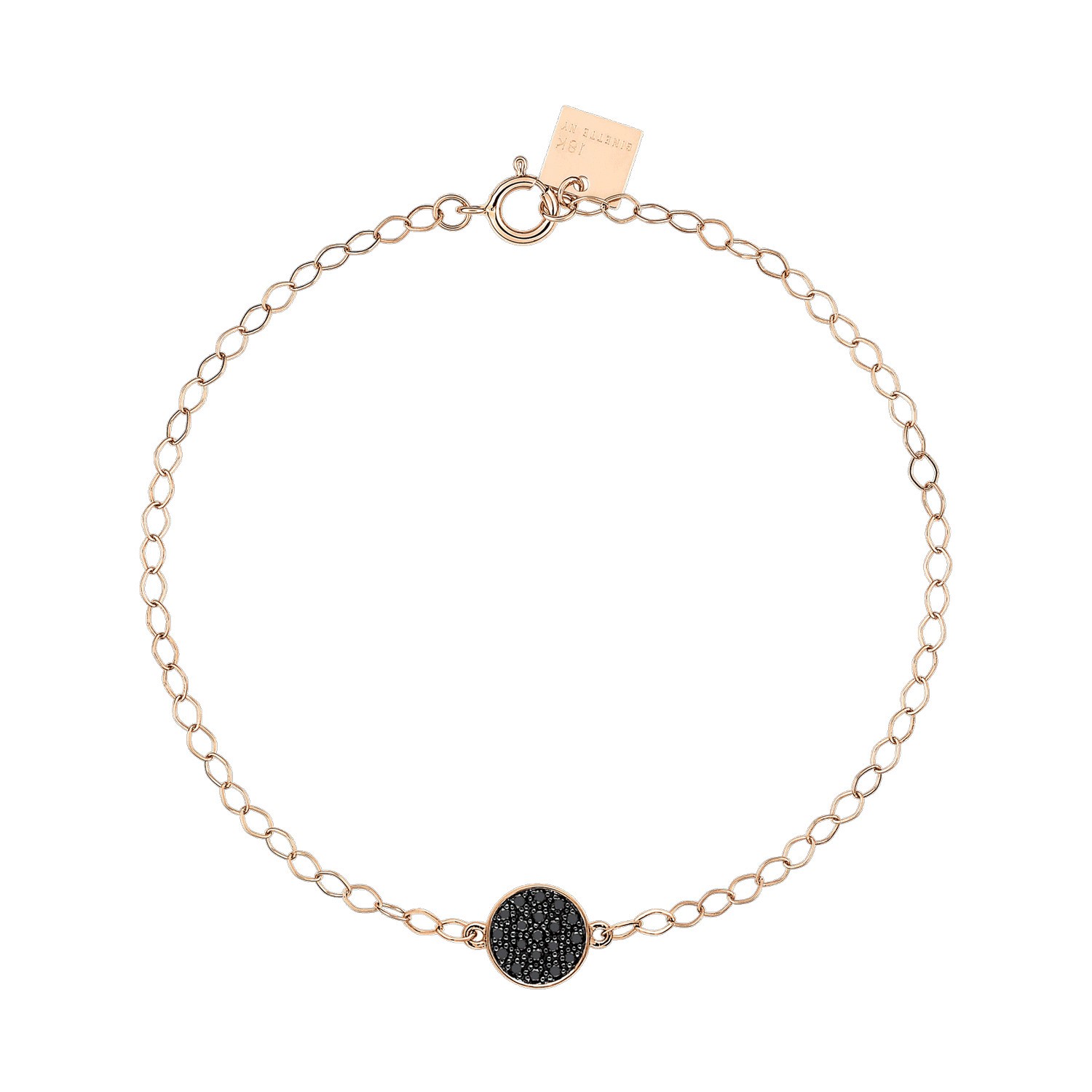 Bracelet Ginette NY Mini Ever Disc en or rose et diamants noirs - Soldat