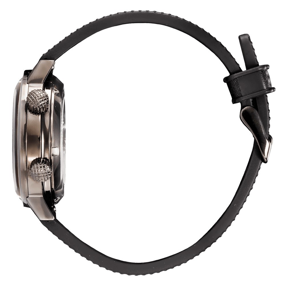 Montre Lip Grande Nautic automatique cadran noir bracelet caoutchouc perforé noir 38 mm