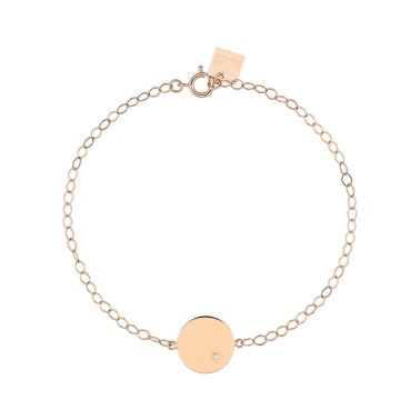 Bracelet Ginette NY Mini Ever Disc en or rose et diamant