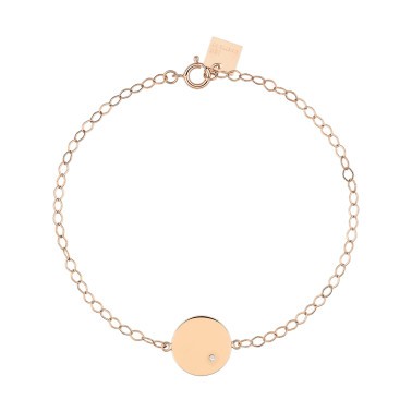 Bracelet Ginette NY Mini Ever Disc en or rose et diamant