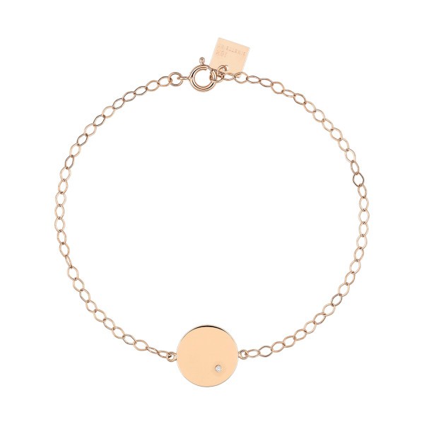 Bracelet Ginette NY Mini Ever Disc en or rose et diamant - Soldat
