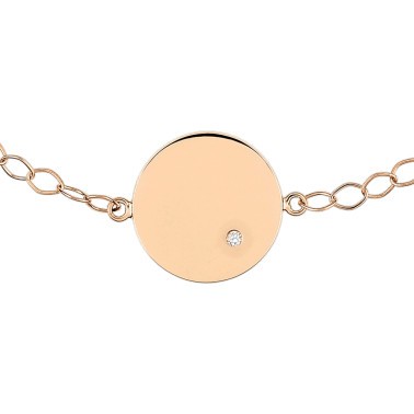 Bracelet Ginette NY Mini Ever Disc en or rose et diamant - Zoom