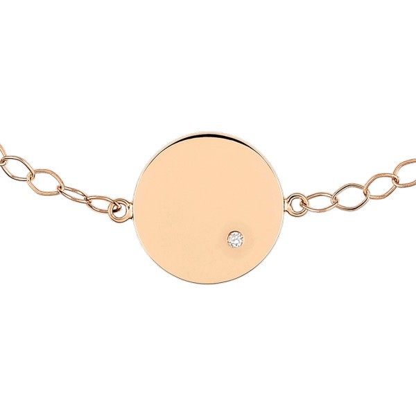 Bracelet Ginette NY Mini Ever Disc en or rose et diamant - Zoom