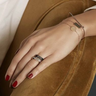 Bracelet Ginette NY Mini Ever Disc en or rose et diamant - Porte