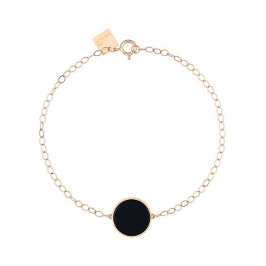 Bracelet Ginette NY Ever Disc en or rose et onyx - Soldat_PL