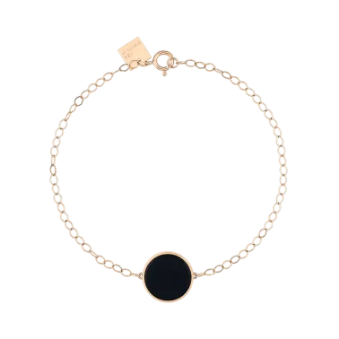 Bracelet Ginette NY Ever Disc en or rose et onyx - Soldat_PL
