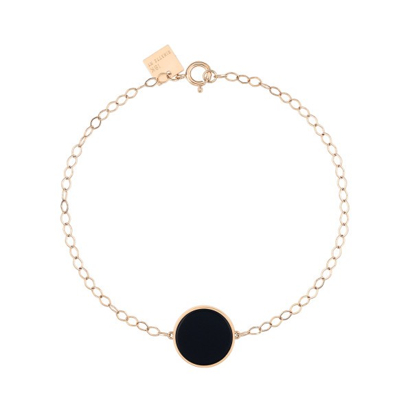 Bracelet Ginette NY Ever Disc en or rose et onyx - Soldat_PL