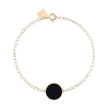 Bracelet Ginette NY Ever Disc en or rose et onyx - Soldat