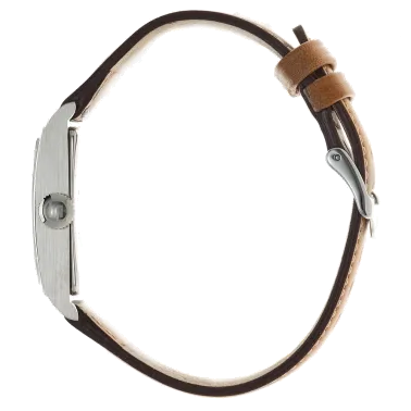 Montre Lip Churchill T18 quartz cadran argenté bracelet cuir gold