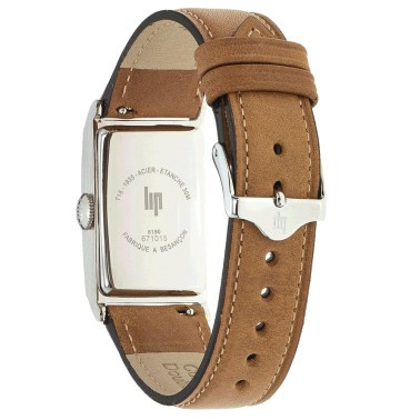 Montre Lip Churchill T18 quartz cadran argenté bracelet cuir gold