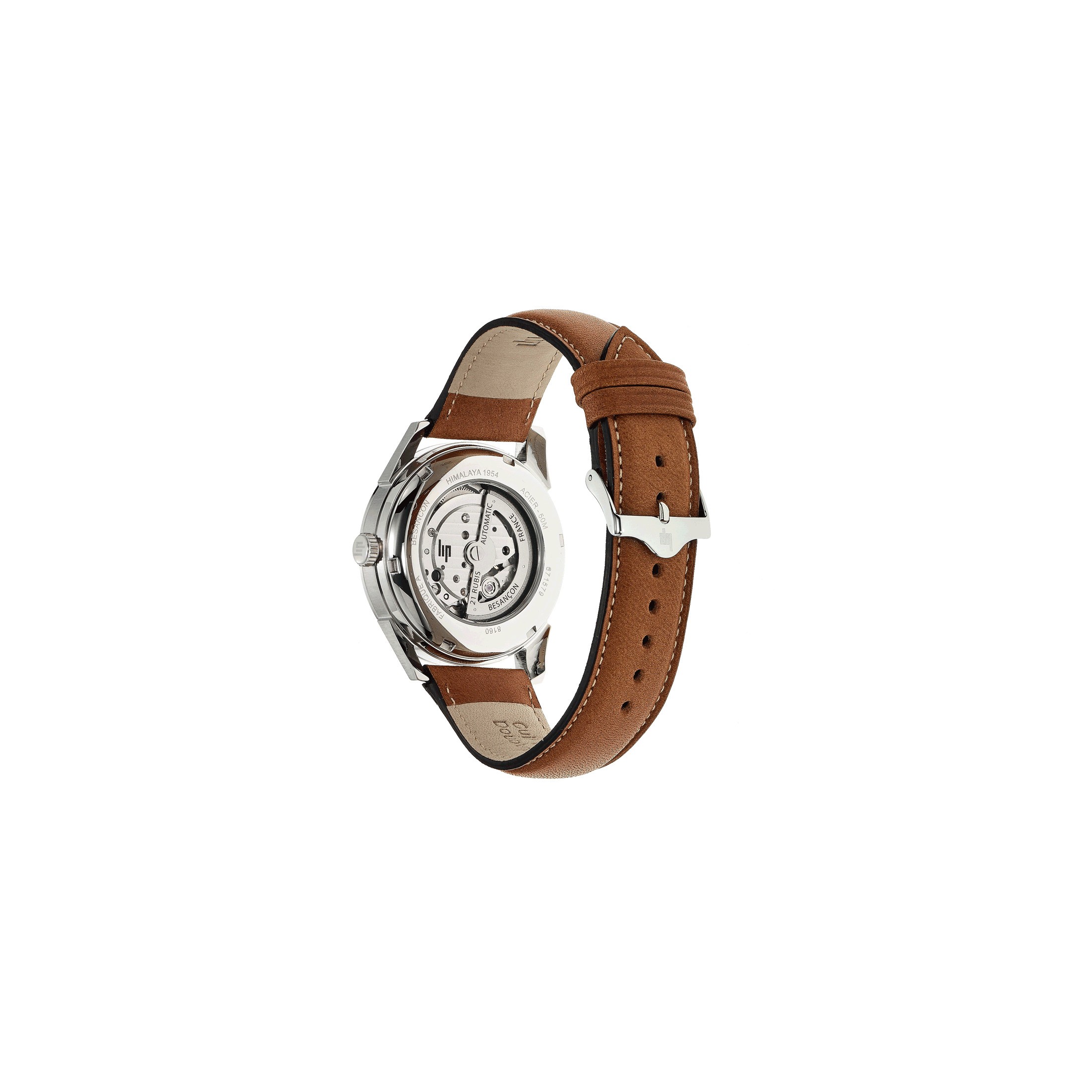 Montre Lip Himalaya automatique cadran bleu bracelet cuir gold 40 mm