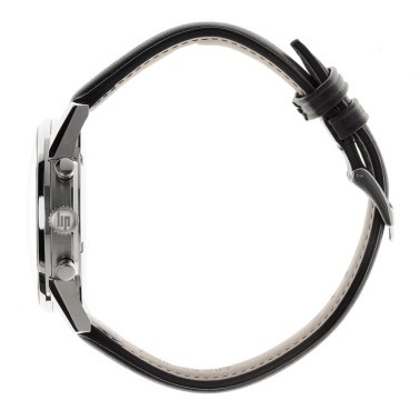 Montre Lip Himalaya Chronographe quartz cadran noir bracelet cuir noir 40 mm