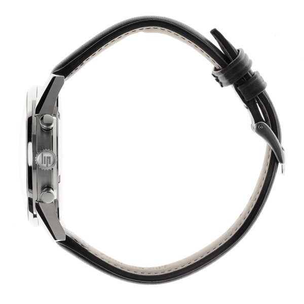 Montre Lip Himalaya Chronographe quartz cadran noir bracelet cuir noir 40 mm