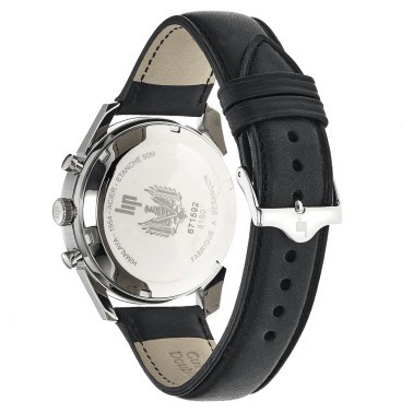 Montre Lip Himalaya Chronographe quartz cadran noir bracelet cuir noir 40 mm