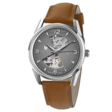 Montre Lip Himalaya Sablier automatique cadran anthracite bracelet cuir gold 40 mm