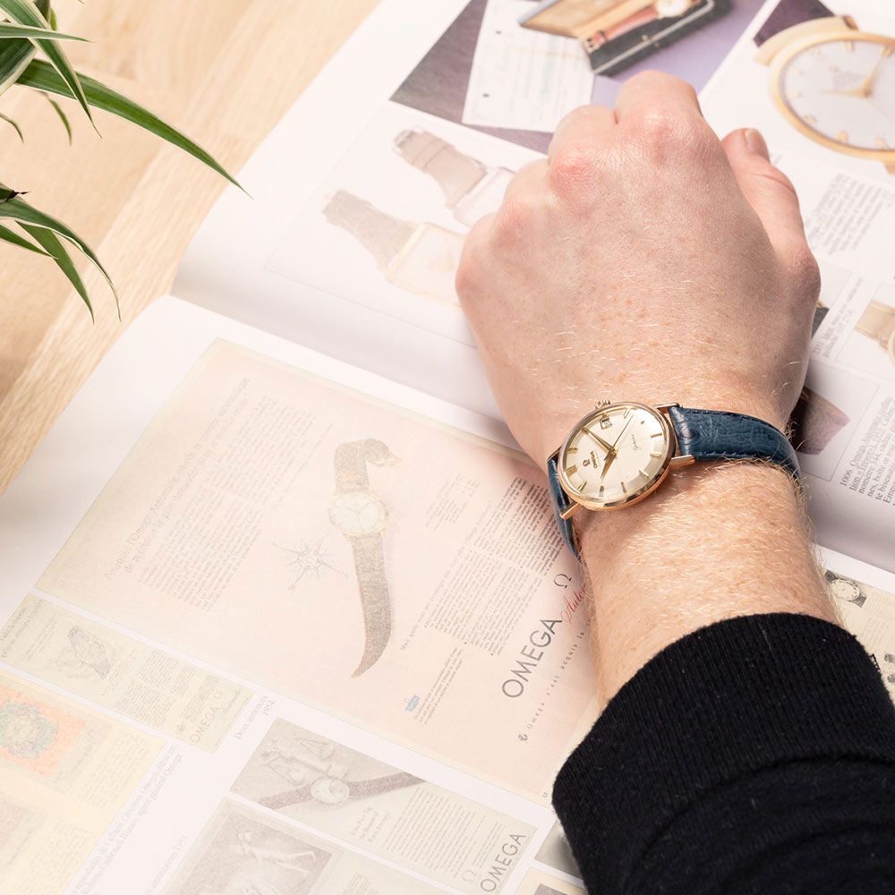 Omega Genève automatic pink gold watch 1960s