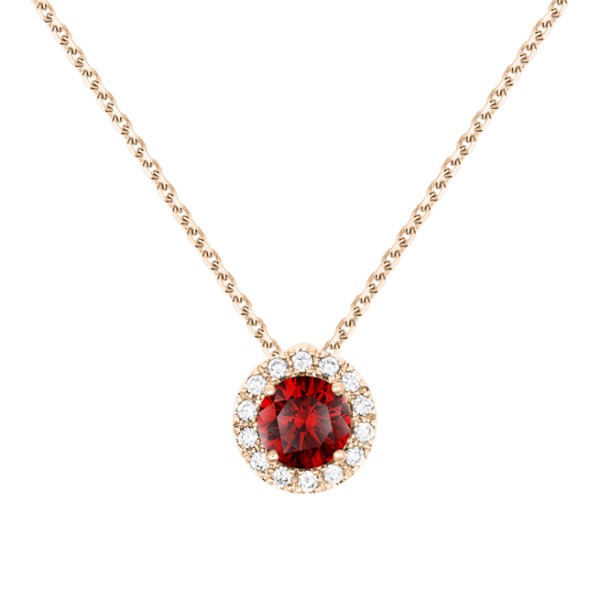 Collier Lepage Coquette en or rose rubis et diamants