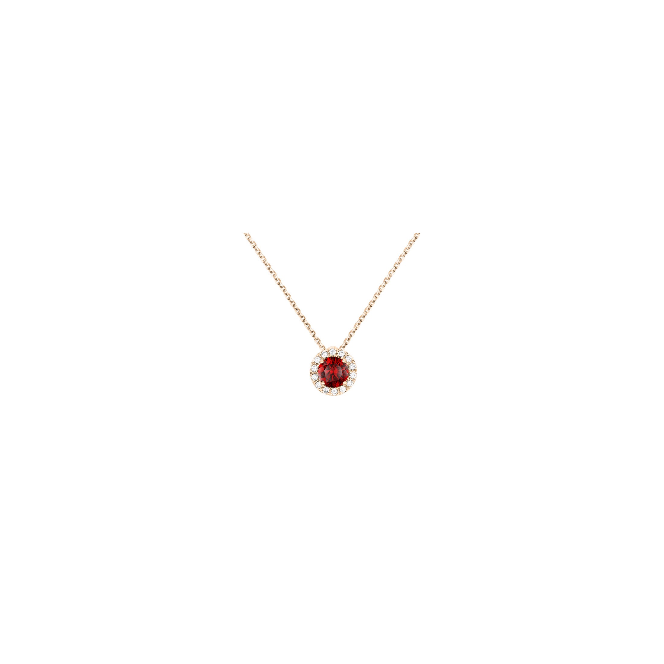 Coquette necklace in ruby rose gold and diamonds Lepage