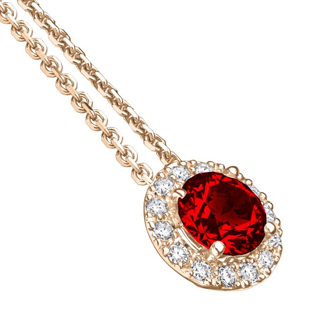 Collier Lepage Coquette en or rose rubis et diamants