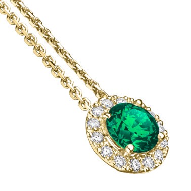 Collier Lepage Coquette en or jaune émeraude et diamants