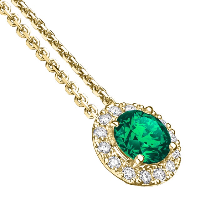 Collier Lepage Coquette en or jaune émeraude et diamants