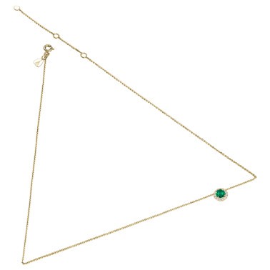 Collier Lepage Coquette en or jaune émeraude et diamants