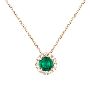 Collier Lepage Coquette en or rose émeraude et diamants