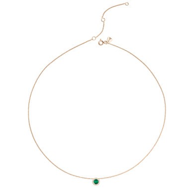 Collier Lepage Coquette en or rose émeraude et diamants