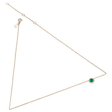 Collier Lepage Coquette en or rose émeraude et diamants
