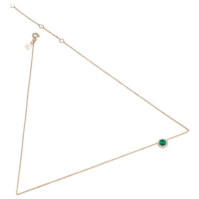 Collier Lepage Coquette en or rose émeraude et diamants