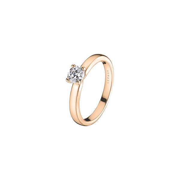 Solitaire Lepage Evidence en or rose et diamant