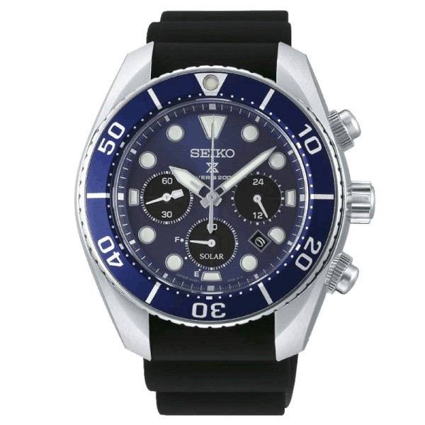 Montre Seiko Prospex Diver's quartz cadran bleu bracelet silicone noir 44,5 mm