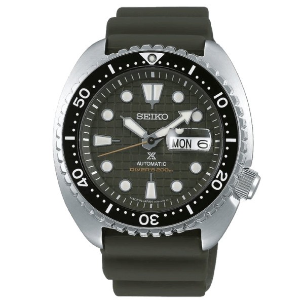 Montre Seiko Prospex King Turtle automatique cadran kaki bracelet silicone kaki 45 mm