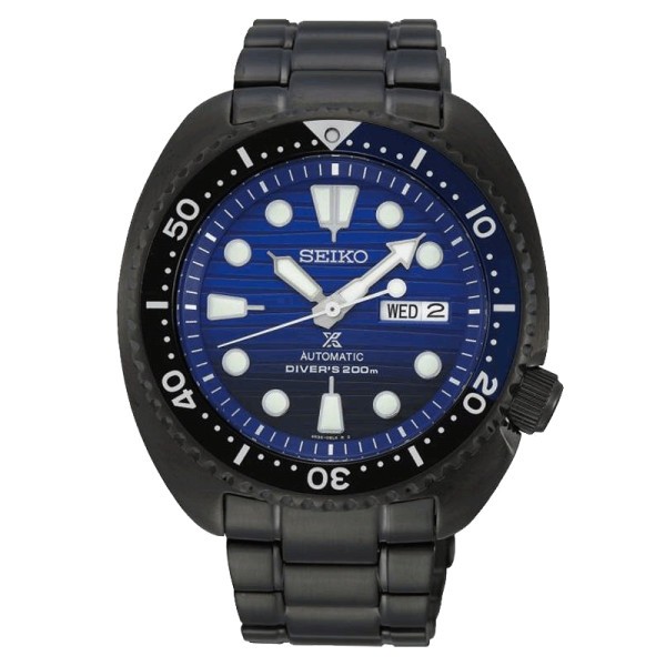 Montre Seiko Prospex Edition spéciale Save The Ocean automatique cadran bleu bracelet acier noir 45 mm 