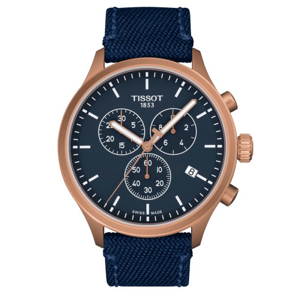 Montre Tissot T-Sport Chrono XL quartz cadran bleu bracelet textile bleu 45 mm