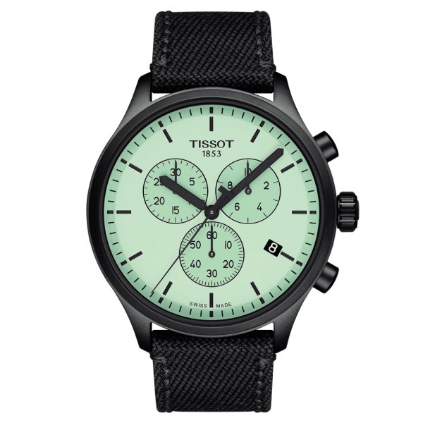 Montre Tissot T-Sport Chrono XL quartz cadran vert bracelet textile noir 45 mm